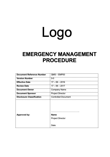 Emergency Management Procedure Rev 0-0